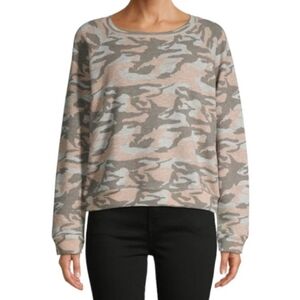 Monrow Camo Sz M Cotton Crewneck Sweatshirt